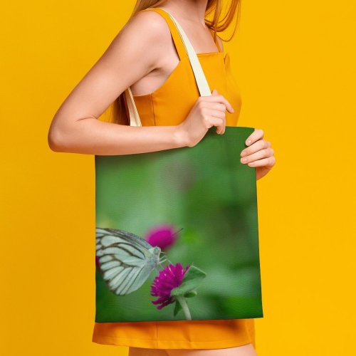 yanfind Great Martin Canvas Tote Bag Double Butterfly Insect Invertebrate Bee Honey Plant Flower white-style1 38×41cm