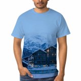 yanfind Adult Full Print T-shirts (men And Women) Alpine Breathtaking Cloudy Coniferous Cottage Countryside Dwell Evening Exterior Fog Highland