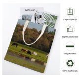 yanfind Great Martin Canvas Tote Bag Double Cattle Cow Field Grassland Outdoors Countryside Farm Grazing Meadow Pasture Ranch Rural white-style1 38×41cm
