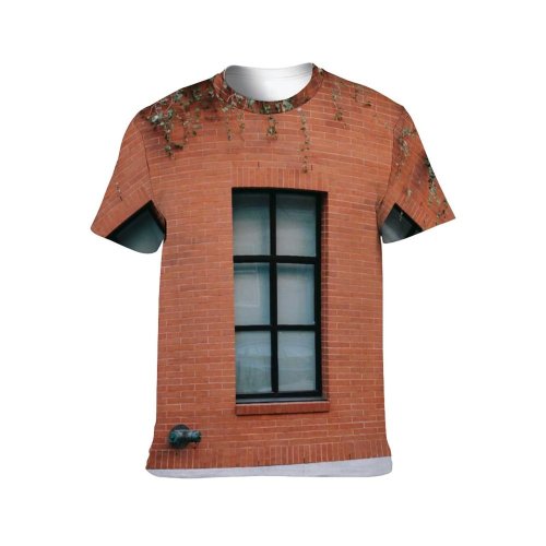 yanfind Adult Full Print T-shirts (men And Women) Accommodation Apartment Architecture Balcony Brick Wall Building City Construction Daylight Daytime