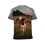 yanfind Adult Full Print T-shirts (men And Women) Agriculture Blurred Country Countryside Cow Eat Farm Farmland Field Grass Grassland