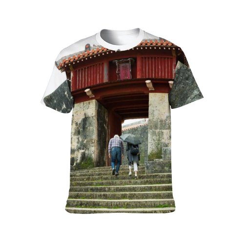 yanfind Adult Full Print T-shirts (men And Women) Aged Ancient Anonymous Architecture Castle Space Couple Exterior Facade Faceless From