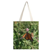 yanfind Great Martin Canvas Tote Bag Double Butterfly Insect Invertebrate Monarch Beauty Prairie Field Clover white-style1 38×41cm