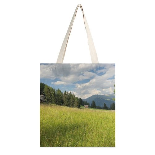 yanfind Great Martin Canvas Tote Bag Double Field Grassland Outdoors Grass Plant Tree Countryside Farm Meadow Rural Building Abies white-style1 38×41cm