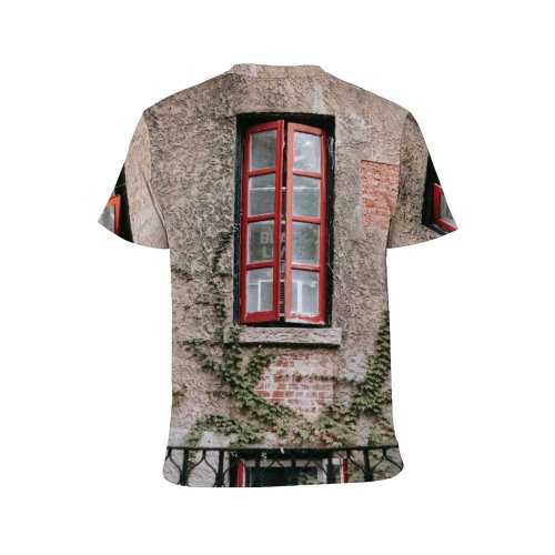 yanfind Adult Full Print T-shirts (men And Women) Aged Apartment Architecture Brick Building City Cityscape Colorful Concrete Construction Crumble Damage