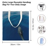 yanfind Great Martin Canvas Tote Bag Double Sea Whale Ocean Swim Texture white-style1 38×41cm