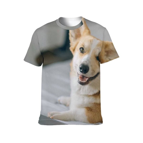 yanfind Adult Full Print T-shirts (men And Women) Adorable Portrait Bed Bedroom Canidae Cute Dog Face Freelance Freelancer