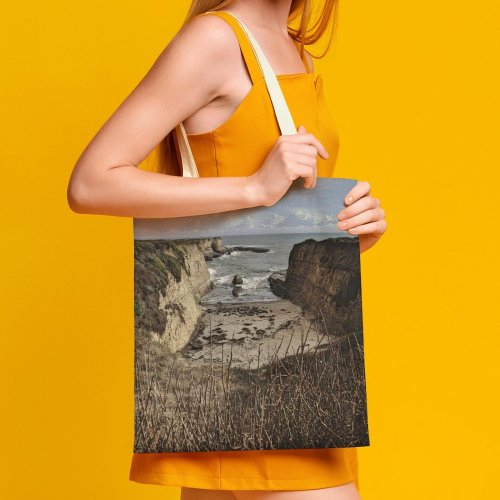 yanfind Great Martin Canvas Tote Bag Double Cliff Outdoors Promontory Ocean Santa Cruz County Usa Winter Mesa white-style1 38×41cm