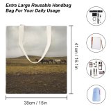 yanfind Great Martin Canvas Tote Bag Double Field Outdoors Grassland Horse Countryside Iceland Land Landscape Ground Rural Elephant Wildlife white-style1 38×41cm