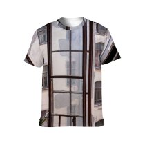 yanfind Adult Full Print T-shirts (men And Women) Aged Light Decor Interior Nobody Plants Rear Window Shabby Stained Glass Staircase