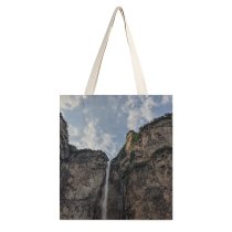 yanfind Great Martin Canvas Tote Bag Double Cliff Outdoors River Waterfall Yuntai Xiuwu County Jiaozuo Henan China Grey white-style1 38×41cm