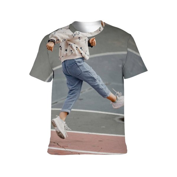 yanfind Adult Full Print T-shirts (men And Women) Above Ground Action Active Adorable Ball Blurred Child Childhood City Cloth Colorful