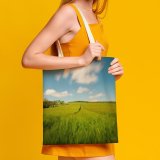 yanfind Great Martin Canvas Tote Bag Double Field Grassland Outdoors Countryside France Paddy Spring Cloud Longexposure Cropes Rural Land white-style1 38×41cm