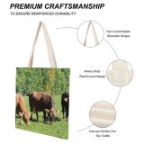 yanfind Great Martin Canvas Tote Bag Double Cattle Cow Field Grassland Outdoors Countryside Farm Rural Bull Meadow Pasture Ranch white-style1 38×41cm