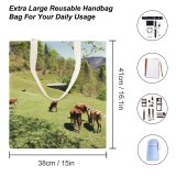 yanfind Great Martin Canvas Tote Bag Double Field Grassland Outdoors Cattle Cow Countryside Farm Rural Meadow Pasture Ranch Grazing white-style1 38×41cm