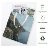 yanfind Great Martin Canvas Tote Bag Double Cliff Outdoors Amalfi Italy Ocean Coast Promontory Seaside Buildings Coastal Town Boat white-style1 38×41cm