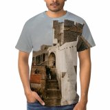 yanfind Adult Full Print T-shirts (men And Women) Aged Architecture Attract Brick Building Castle City Classic Cloudy Cobblestone Construction Space