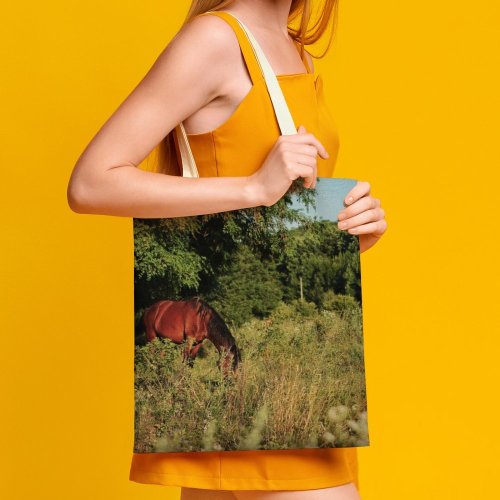 yanfind Great Martin Canvas Tote Bag Double Field Grassland Outdoors Horse Countryside Farm Rural Grazing Meadow Pasture Ranch Plant white-style1 38×41cm
