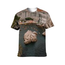 yanfind Adult Full Print T-shirts (men And Women) Adriatic Aged Architecture Atmosphere Boat Breathtaking Castle City Cloudy Croatia Dramatic