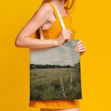 yanfind Great Martin Canvas Tote Bag Double Field Grassland Outdoors Grass Countryside Loma Grande Paraguay Grey Rural Savanna Farm white-style1 38×41cm