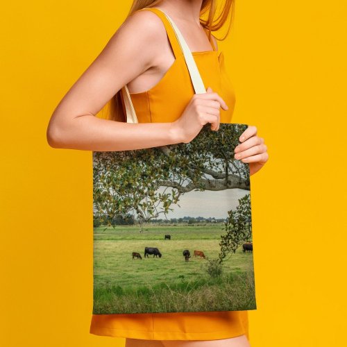 yanfind Great Martin Canvas Tote Bag Double Cow Cattle Field Grassland Outdoors Farm Grazing Countryside Pasture Ranch Rural Meadow white-style1 38×41cm