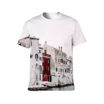yanfind Adult Full Print T-shirts (men And Women) Accommodation Aged Architecture Boat Building Canal City Cityscape Clear Cloudless Condominium Damage