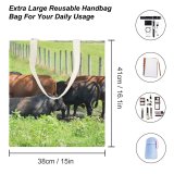yanfind Great Martin Canvas Tote Bag Double Cattle Cow Grassland Field Outdoors Bull Angus Countryside Farm Rural Meadow Pasture white-style1 38×41cm