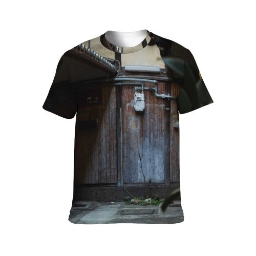 yanfind Adult Full Print T-shirts (men And Women) Aged Architecture Balcony Bench Bicycle Building Cement City Complex Concrete Construction Daylight