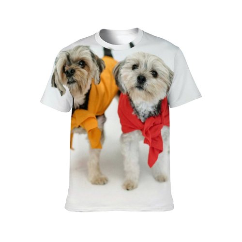yanfind Adult Full Print T-shirts (men And Women) Adorable Calm Carefree Colorful Comfort Curious Dog Floor Fluff Friend Friendly
