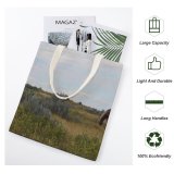 yanfind Great Martin Canvas Tote Bag Double Field Grassland Outdoors Horse Countryside Farm Grazing Meadow Pasture Ranch Rural Grey white-style1 38×41cm