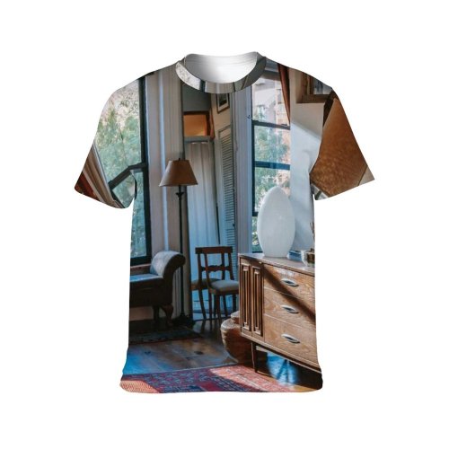 yanfind Adult Full Print T-shirts (men And Women) Accommodation Apartment Architecture Atmosphere Bed Bedroom Cabinet Carpet Classic Comfort Cozy Creative