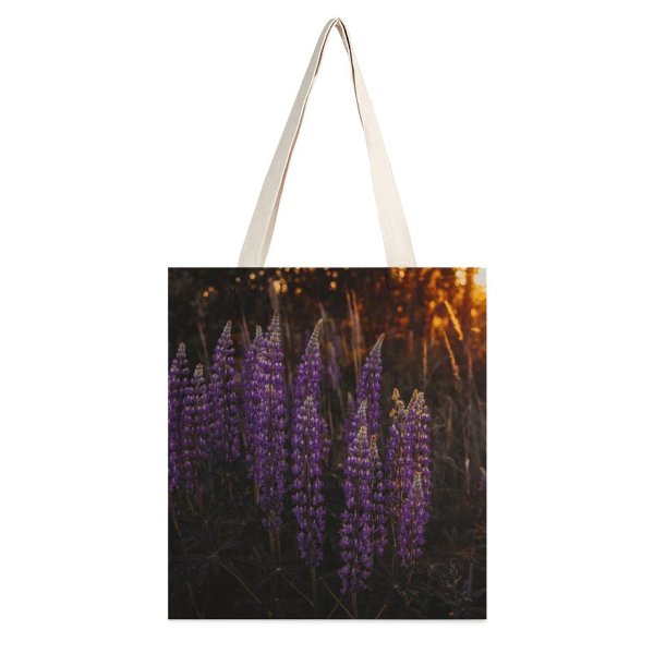 yanfind Great Martin Canvas Tote Bag Double Flower Plant Flora Lupin Tree Grassland Forest Field Crocus Grey Mother white-style1 38×41cm