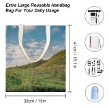 yanfind Great Martin Canvas Tote Bag Double Field Grassland Outdoors Slope Countryside Mound Land Munich Summer Alps Hike Trip white-style1 38×41cm