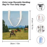 yanfind Great Martin Canvas Tote Bag Double Cattle Cow Field Grassland Outdoors Countryside Farm Rural Horse Pasture Meadow Ranch white-style1 38×41cm