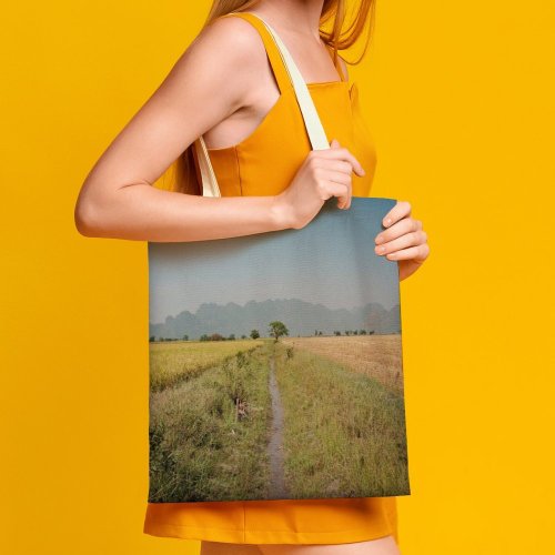 yanfind Great Martin Canvas Tote Bag Double Field Grassland Outdoors Ground Road Hpa white-style1 38×41cm