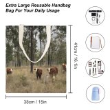 yanfind Great Martin Canvas Tote Bag Double Cattle Cow Field Outdoors Grassland Countryside Farm Rural Bull Pasture Meadow Ranch white-style1 38×41cm