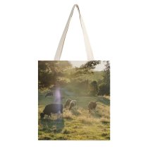 yanfind Great Martin Canvas Tote Bag Double Cattle Field Grassland Outdoors Countryside Farm Grazing Meadow Pasture Ranch Rural Cow white-style1 38×41cm