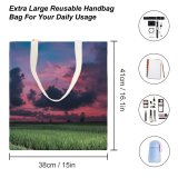 yanfind Great Martin Canvas Tote Bag Double Field Outdoors Grassland Countryside Paddy Sky Bali Landscape Sunset Grey Stock white-style1 38×41cm