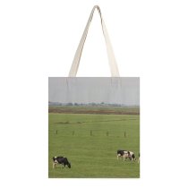 yanfind Great Martin Canvas Tote Bag Double Field Grassland Outdoors Cattle Cow Pasture Countryside Farm Rural Holysloot Netherlands Grazing white-style1 38×41cm