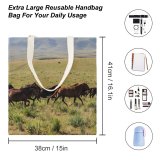 yanfind Great Martin Canvas Tote Bag Double Field Grassland Outdoors Horse Countryside Farm Rural Pasture Meadow Ranch Grazing white-style1 38×41cm