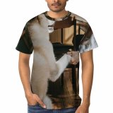 yanfind Adult Full Print T-shirts (men And Women) Adorable Akita Inu Anonymous Friend Beverage Blurred Bonding Care Casual Coffee
