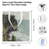 yanfind Great Martin Canvas Tote Bag Double Cliff Outdoors Promontory Ocean Sea Grey Shoreline Land Coast Public Domain white-style1 38×41cm