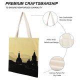 yanfind Great Martin Canvas Tote Bag Double Dome Architecture Building Spire Steeple Italy Sunset Sant'agata De' Goti Silhouette white-style1 38×41cm