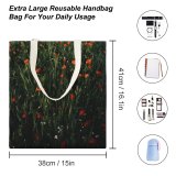 yanfind Great Martin Canvas Tote Bag Double Field Grassland Outdoors Rural Countryside Farm Meadow Plant Flower Poppy Public white-style1 38×41cm
