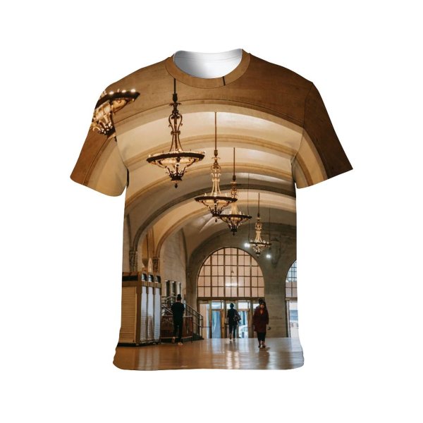 yanfind Adult Full Print T-shirts (men And Women) Aged Anonymous Arch Architecture Building Chandelier Classic Column Corridor Creative Decor Decoration