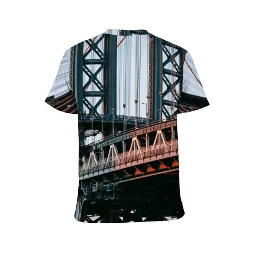 yanfind Adult Full Print T-shirts (men And Women) America Arch Architecture Avenue Sky Brooklyn Building Center City Clear Cloudless