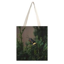 yanfind Great Martin Canvas Tote Bag Double Bush Plant Vegetation Andrena Bee Hornet Insect Invertebrate Tree Conifer Abies white-style1 38×41cm