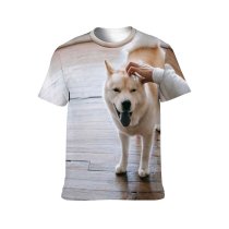 yanfind Adult Full Print T-shirts (men And Women) Adorable Affection Akita Friend Blurred Bonding Care Caress Content Crop