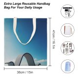 yanfind Great Martin Canvas Tote Bag Double Building Architecture Essaouira Maroc Outdoors Countryside Rural Azure Sky Spire Steeple white-style1 38×41cm