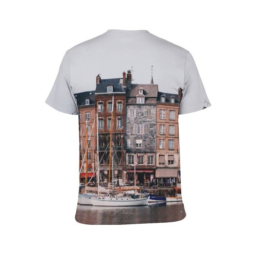 yanfind Adult Full Print T-shirts (men And Women) Aged Aqua Architecture Boat Brick Building Calm Canal Clean Coast Construction Cottage